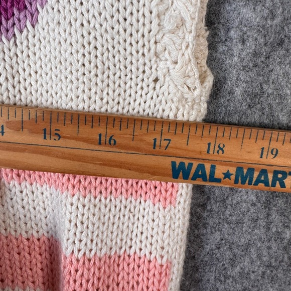 VTG 80s Colorblock Knit Sleeveless Sweater Cottagecore Womens Small Fruit Stripe - Picture 9 of 10
